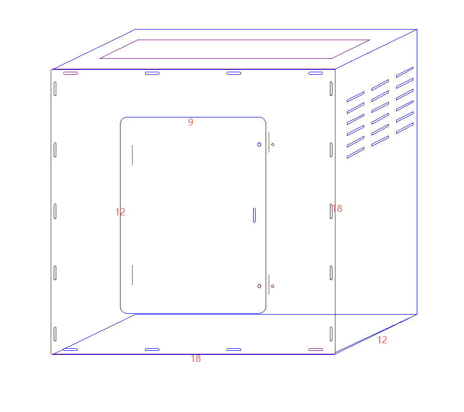 Customer custom: Acrylic enclosure, 18"H × 18"L × 12"W, ventilated mesh top, 0.4cm thick acrylic sheet