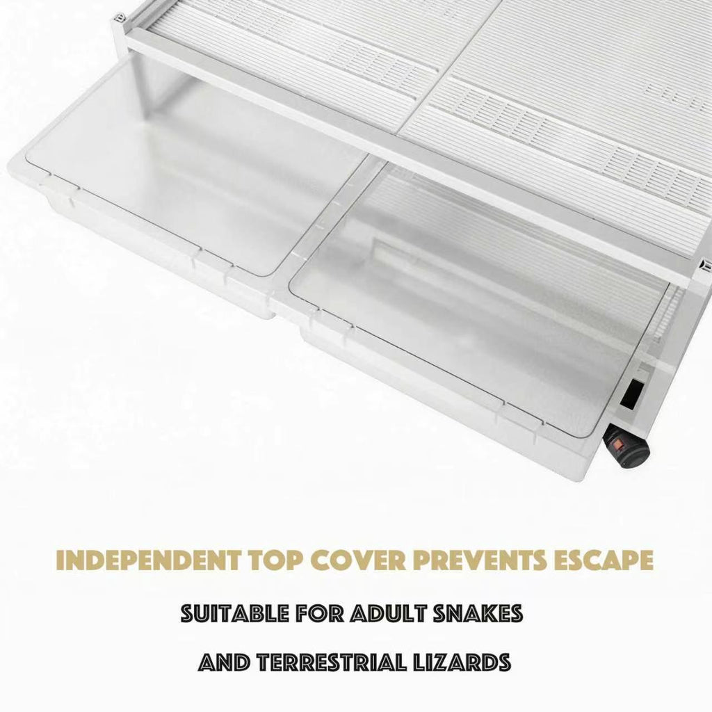 6045 Add-On Layer with 2 High-Transparent Tubs – Silver Aluminum Snake Rack