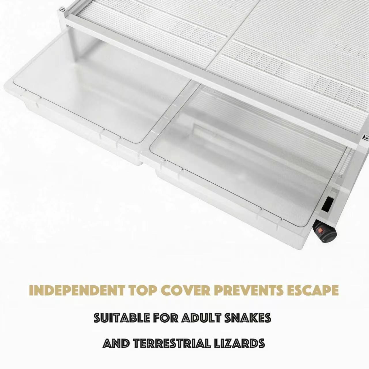 6045 Add-On Layer with 2 High-Transparent Tubs – Silver Aluminum Snake Rack