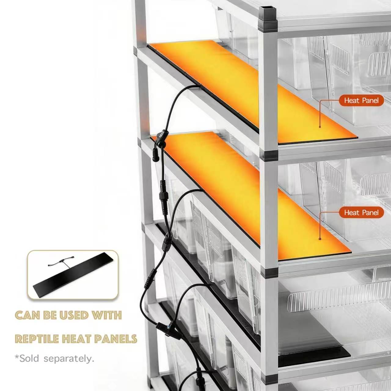 6045 Add-On Layer with 2 High-Transparent Tubs – Silver Aluminum Snake Rack