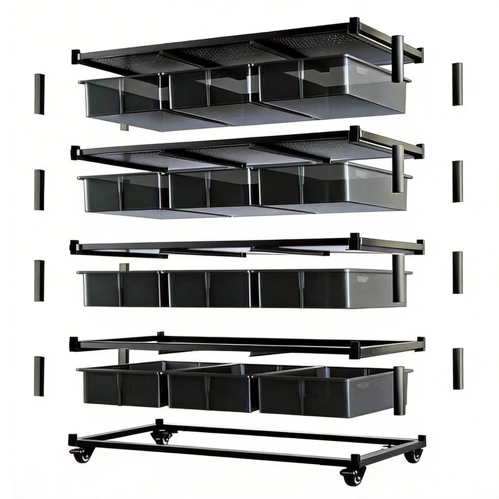 6045 Add-On Layer with 2 High-Transparent Tubs – Silver Aluminum Snake Rack