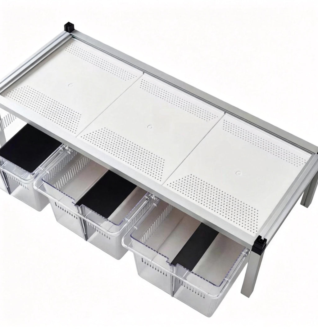 4030R Add-On Layer with 3 High-Transparent Tubs – Silver Aluminum Frame